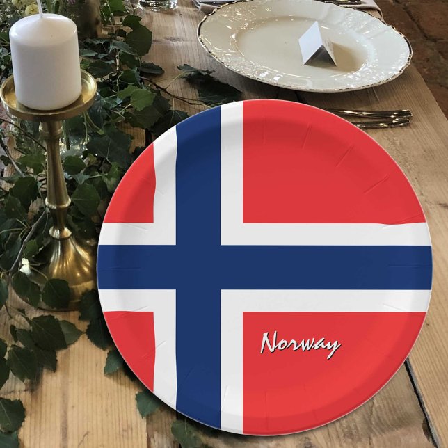Plato De Papel Placas noruegas de la bandera, fiesta, deportes, N (Subido por el creador)