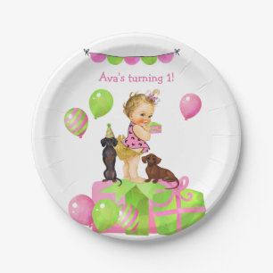 Plato De Papel Placas para fiestas de cumpleaños de Baby Girl Da