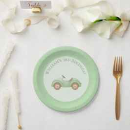 Plato De Papel Placas Pastel Green Car & Balloon Paper