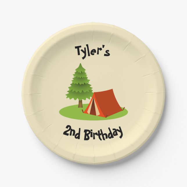 Plato De Papel Placas personalizadas de Fiesta de camping (Anverso)