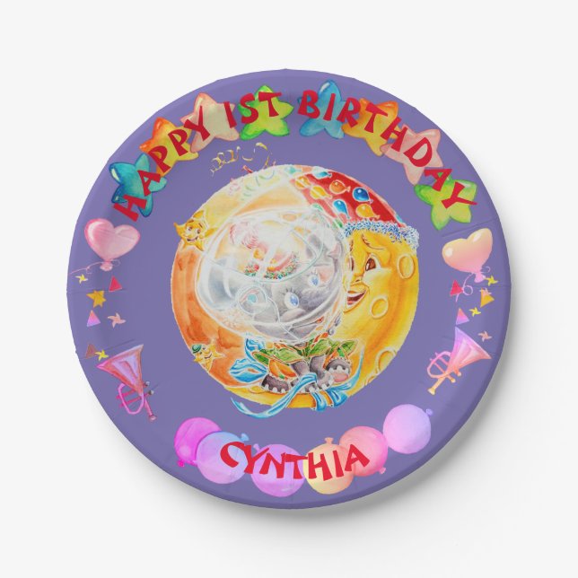 Plato De Papel Placas Personalizadas De Papel De Cumpleaños Para  (Anverso)