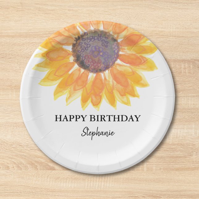 Plato De Papel Placas personalizadas de papel de girasol de cumpl (Subido por el creador)