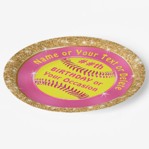 Plato De Papel Placas personalizadas de papel de Softball color d
