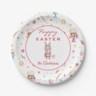 Plato De Papel Placas personalizadas de papel redondo Happy Easte