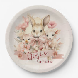 Plato De Papel Placas personalizadas de Pascua para Bunny, Chick