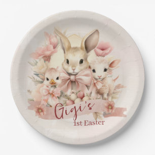 Plato De Papel Placas personalizadas de Pascua para Bunny, Chick 