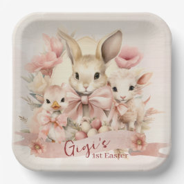 Plato De Papel Placas personalizadas de Pascua para Bunny, Chick