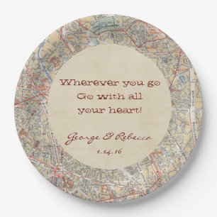 Plato De Papel Placas personalizadas del mapa