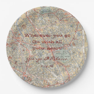 Plato De Papel Placas personalizadas del mapa