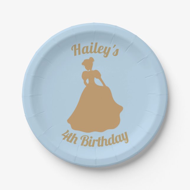 Plato De Papel Placas personalizadas Fiesta Cenicienta (Anverso)