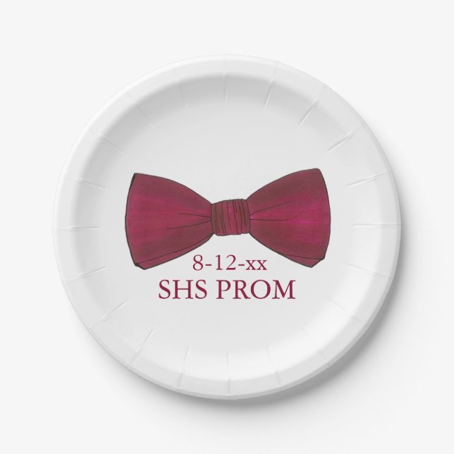 Plato De Papel Placas Personalizados Bodas de prom formales Bow T (Anverso)