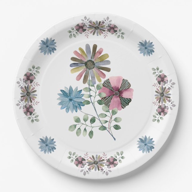 Plato De Papel Placas picnicas - Flores (Anverso)