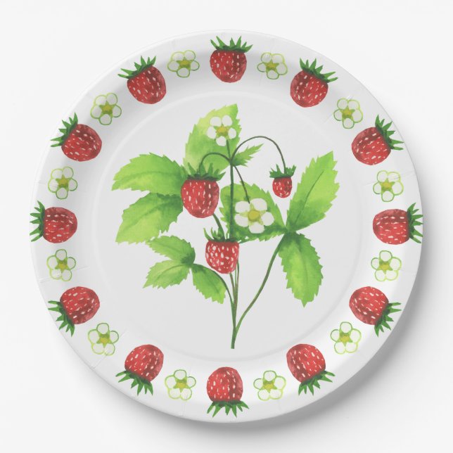 Plato De Papel Placas picnicas - Fresas (Anverso)