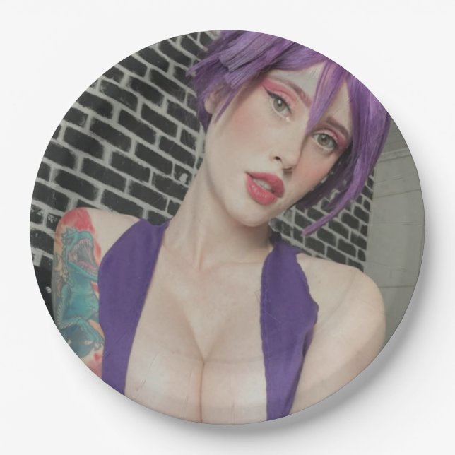 Plato De Papel Placas púrpuras (Anverso)