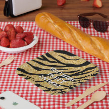 Placas Purpurinoso de papel de tigre negro y dorad
