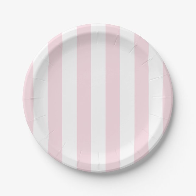 Plato De Papel Placas rayadas rosadas (Anverso)