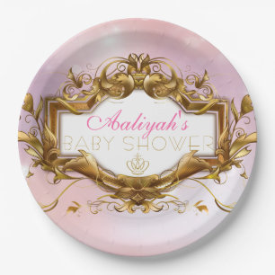 Plato De Papel Placas reales de princesa Elegant Baby Shower