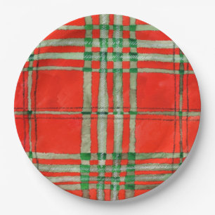 Plato De Papel Placas redondas de papel de RED SCOTT TARTAN 9"