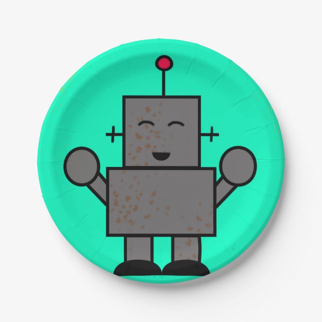 Plato De Papel Placas Robot de papel (Anverso)