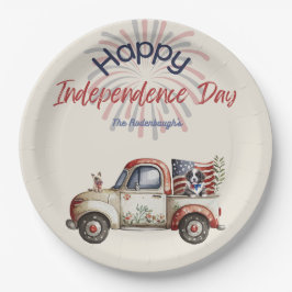 Plato De Papel Placas rojas de papel blanco y negro 4 de julio