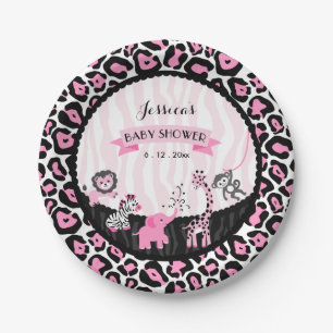 Plato De Papel Placas rosadas de lujo del personalizado de Baby