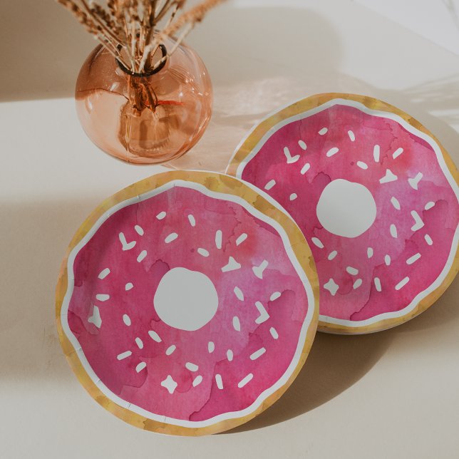 Plato De Papel Placas rosadas de papel de donut (Subido por el creador)