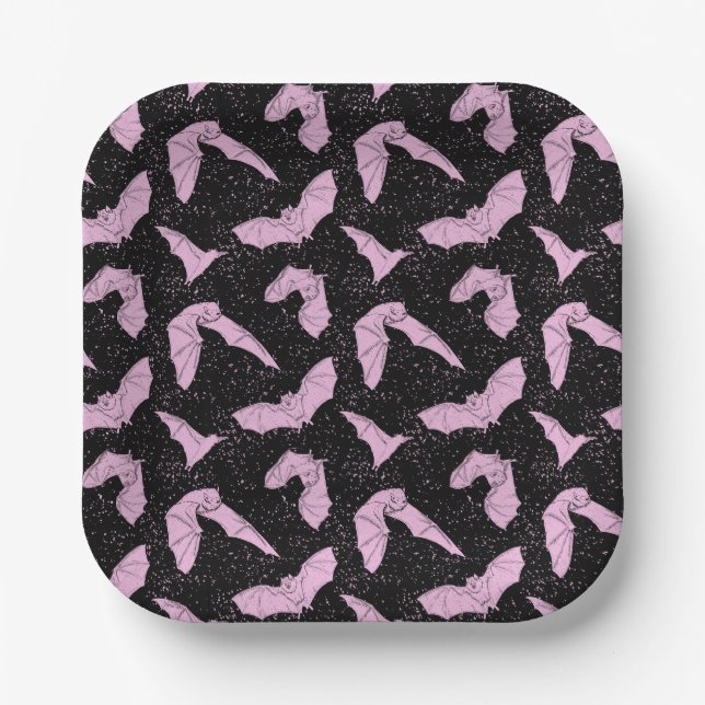 Plato De Papel Placas rosadas de papel para bates (Anverso)