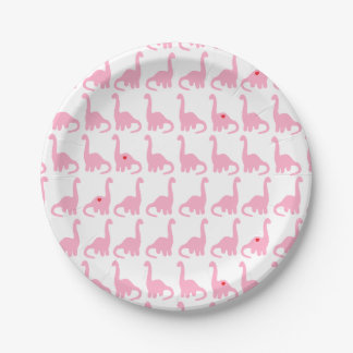 Plato De Papel Placas rosadas del dinosaurio