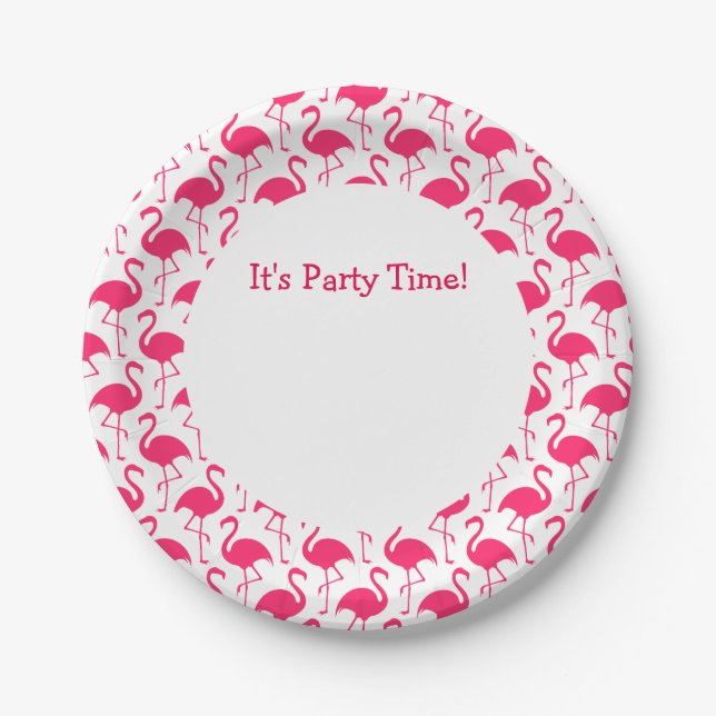 Plato De Papel Placas rosadas del fiesta de los flamencos (Anverso)