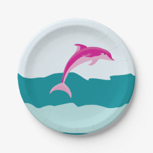 Plato De Papel Placas rosadas del tema del delfín