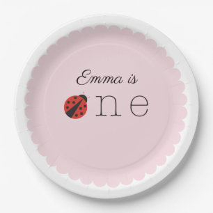 Plato De Papel Placas rosas de buitre para el primer cumpleaños