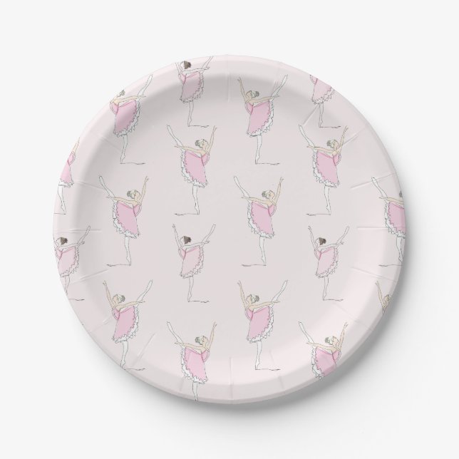 Plato De Papel Placas rosas de papel rosa Ballerina (Anverso)