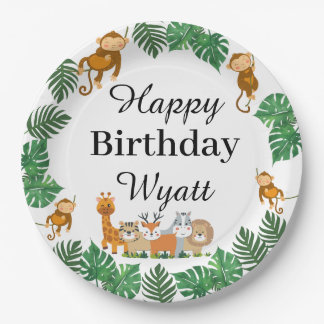 Plato De Papel Placas salvajes de cumpleaños para animales Safari