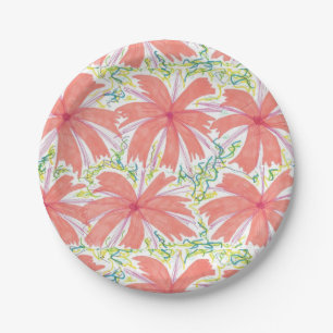 Plato De Papel Placas soleadas de papel de flores tropicales