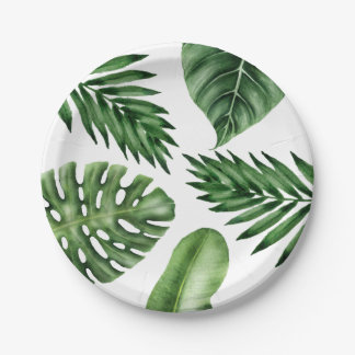 Plato De Papel Placas tropicales del fiesta de las hojas