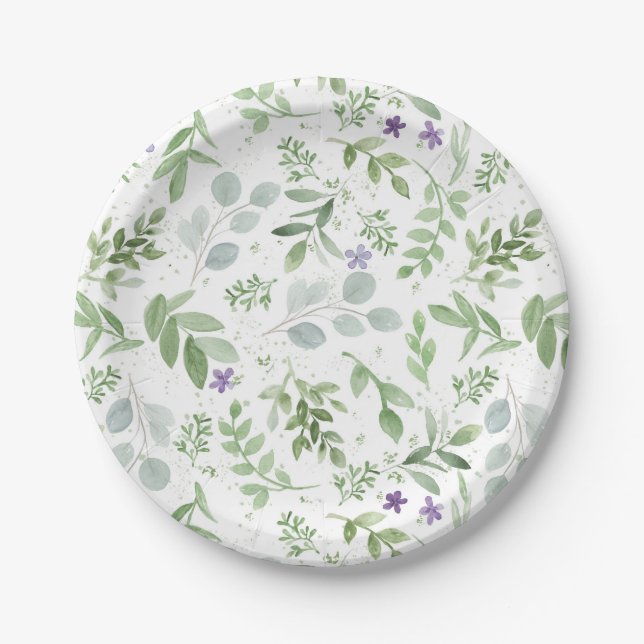 Plato De Papel Placas - vegetación y lavanda (Anverso)
