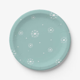 Plato De Papel Placas verde azuladas de papel para copos de nieve