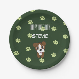 Plato De Papel Placas verdes adorablemente lindas del cumpleaños