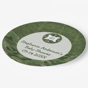 Plato De Papel Placas verdes del fiesta del papel de Baby Shower