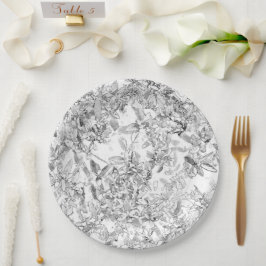 Plato De Papel Placas Vintage De Papel Floral Blanco Y Negro