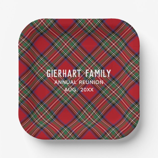 Plato De Papel Plage Family Reunion Red Green Stewart Tartan (Anverso)