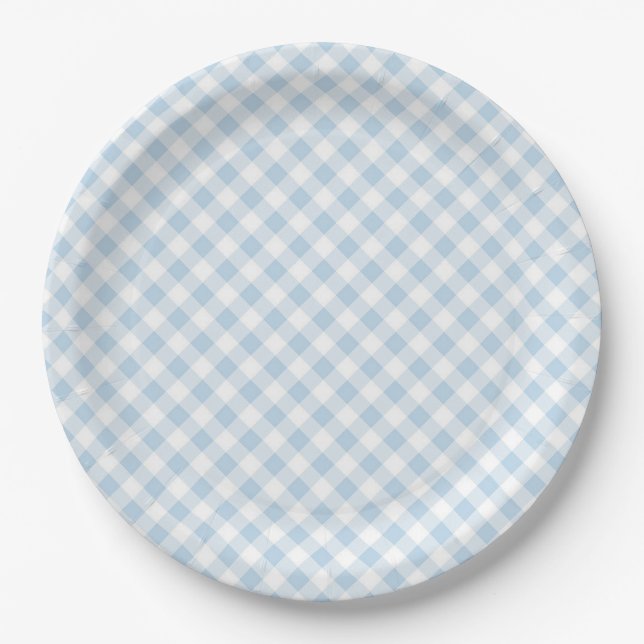 Plato De Papel Plaid Azul (Anverso)