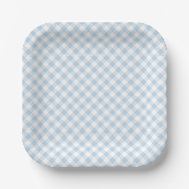 Plato De Papel Plaid Azul (Anverso)