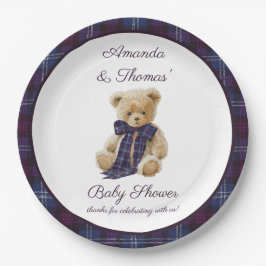 Plato De Papel Plaid Bear Themed Baby Shower 