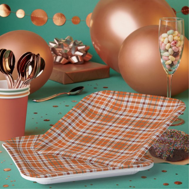 Plato De Papel Plaid de otoño (Multi)