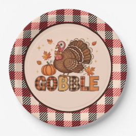 Plato De Papel Plaid & Whimsy – Pavo festivo de Acción de Gracias