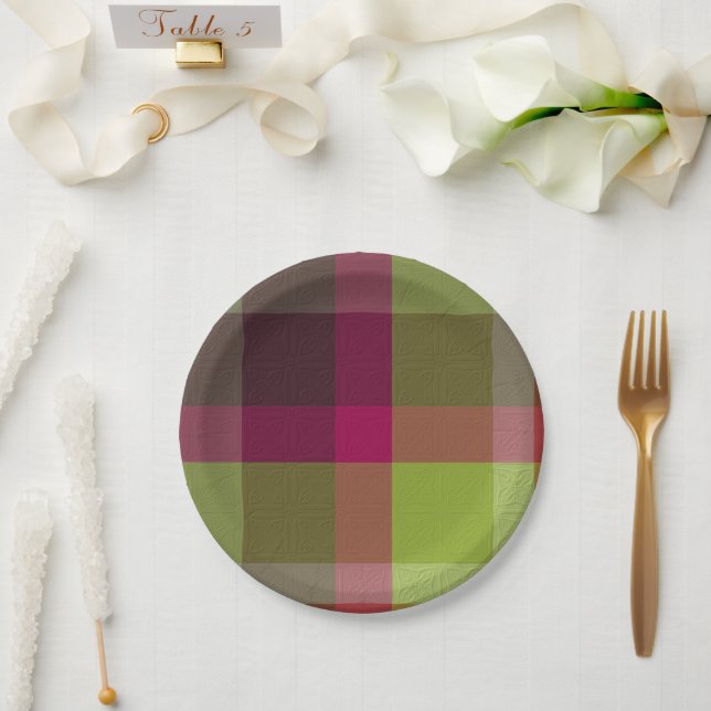 Plato De Papel Plaid With Patterened Texture (Boda)