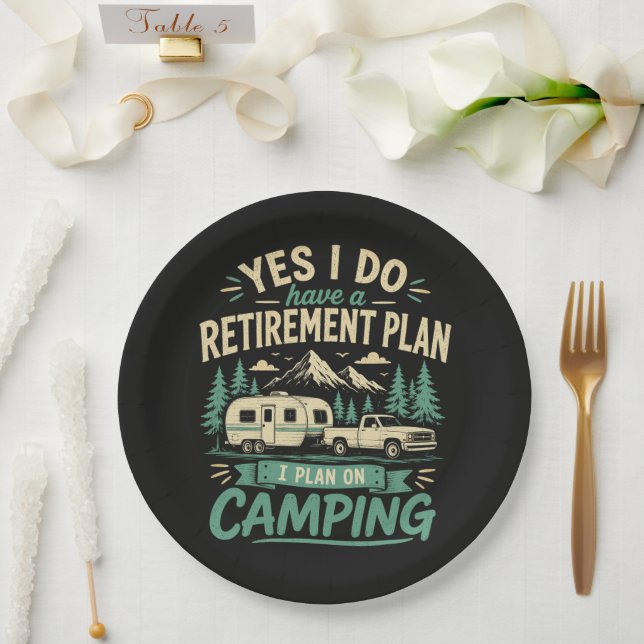 Plato De Papel Plan de jubilación de camping (Boda)