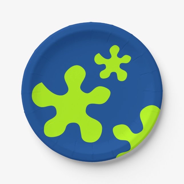 Plato De Papel plancha de papel de fiesta azul y delgado verde, p (Anverso)