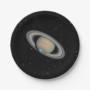 Plato De Papel Planet Saturn Starry Sky